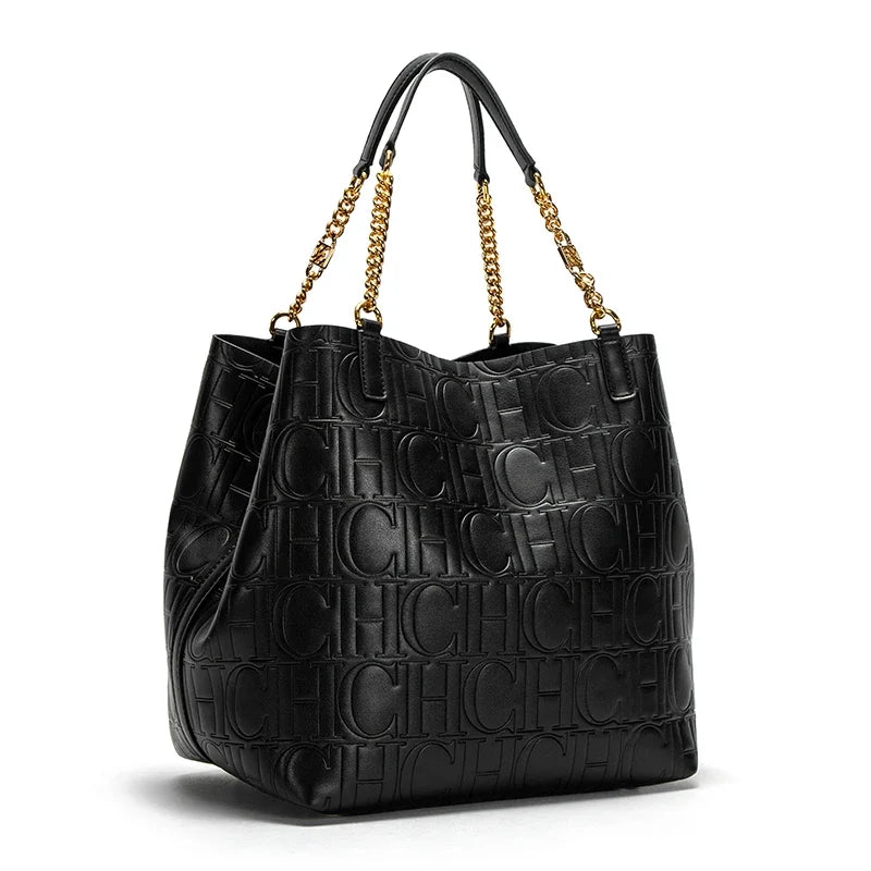 CHCH Women's Tote Bag 2024 New Steel Embossed Handbag Large Capacity Business Storage Bag
